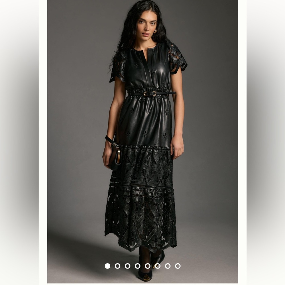 The Somerset Maxi Dress: Faux Leather Embroidered Edition